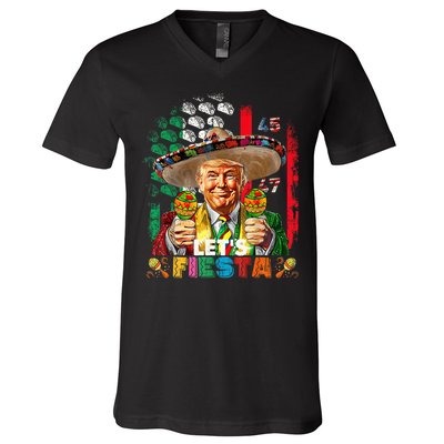 Cinco De Mayo Trump Taco Funny Mexican Trump Let's Fiesta V-Neck T-Shirt