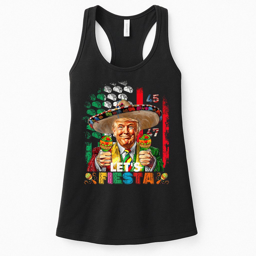 Cinco De Mayo Trump Taco Funny Mexican Trump Let's Fiesta Womens Tank Top