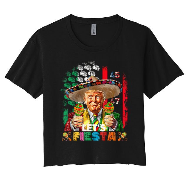 Cinco De Mayo Trump Taco Funny Mexican Trump Let's Fiesta Crop Top