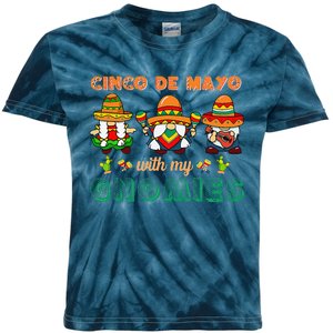 Cinco De Mayo With My Gnomies Mexican Trio Gnomes Kids Tie-Dye T-Shirt