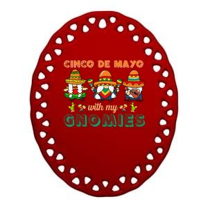 Cinco De Mayo With My Gnomies Mexican Trio Gnomes Ceramic Oval Ornament