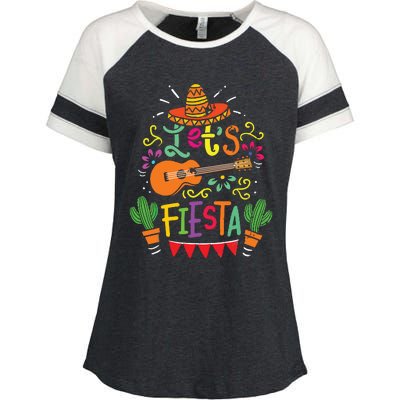 Cinco De Mayo Party Lets Fiesta Mexican Enza Ladies Jersey Colorblock Tee