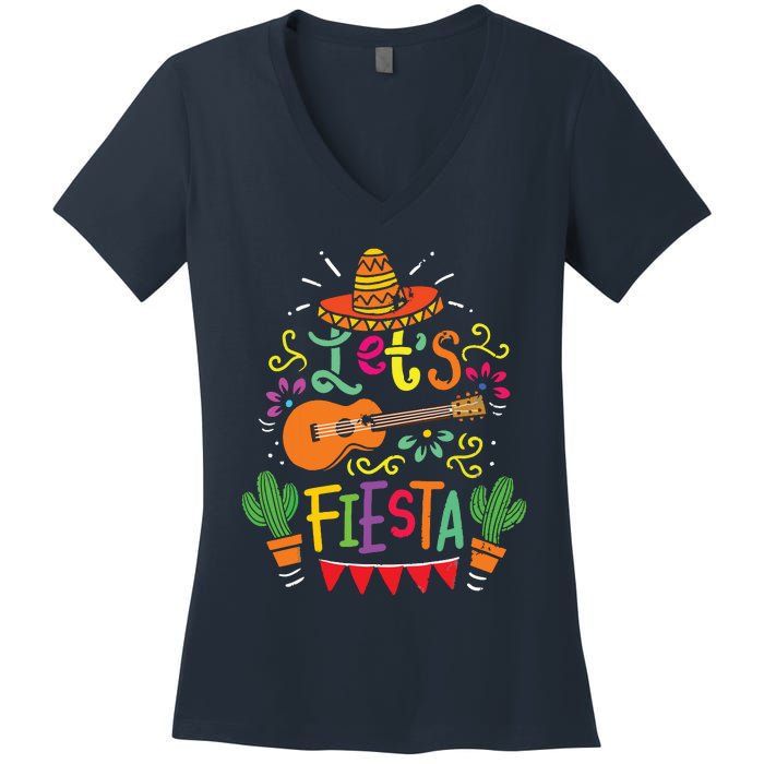 Cinco De Mayo Party Lets Fiesta Mexican Women's V-Neck T-Shirt