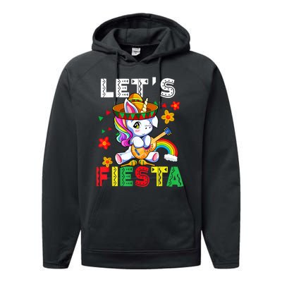 Cinco De Mayo Party Lets Fiesta Dancing Mexican Unicorn Performance Fleece Hoodie