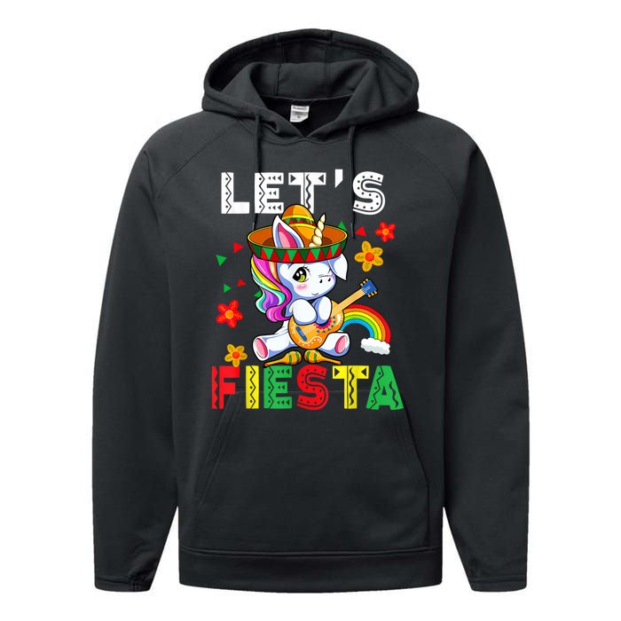 Cinco De Mayo Party Lets Fiesta Dancing Mexican Unicorn Performance Fleece Hoodie