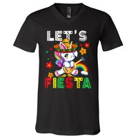 Cinco De Mayo Party Lets Fiesta Dancing Mexican Unicorn V-Neck T-Shirt