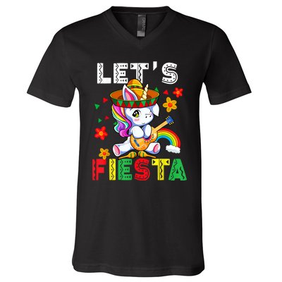 Cinco De Mayo Party Lets Fiesta Dancing Mexican Unicorn V-Neck T-Shirt