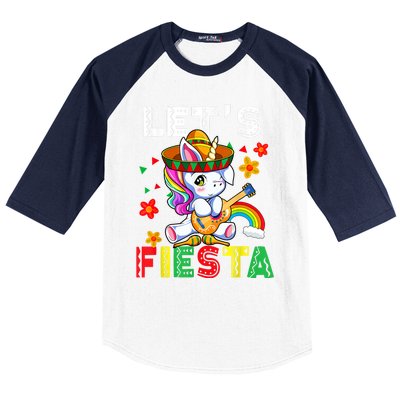 Cinco De Mayo Party Lets Fiesta Dancing Mexican Unicorn Baseball Sleeve Shirt