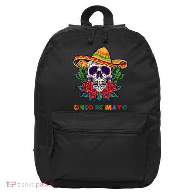 Cinco De Mayo Skull Floral Celebration 16 in Basic Backpack