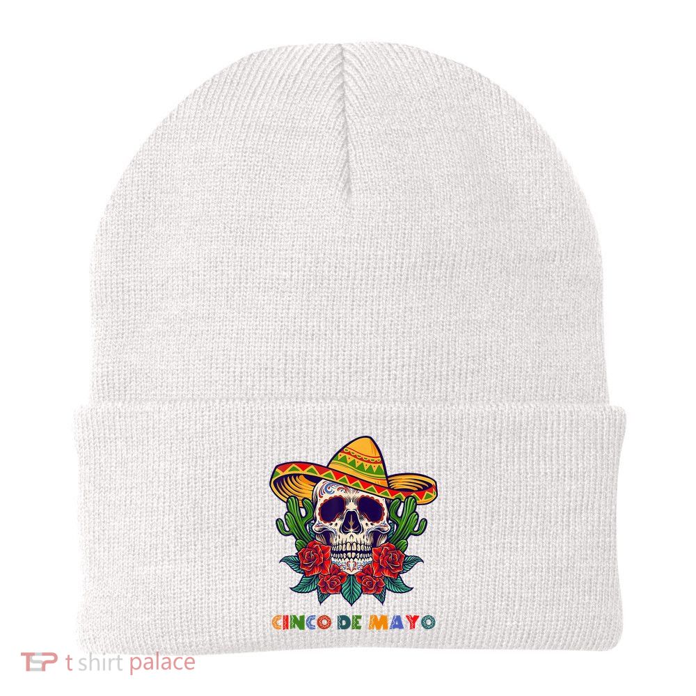 Cinco De Mayo Skull Floral Celebration Beanie