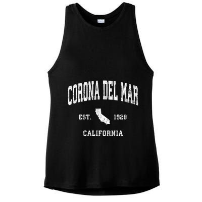 Corona Del Mar California Ca Vintage Established Athletic Ladies PosiCharge Tri-Blend Wicking Tank
