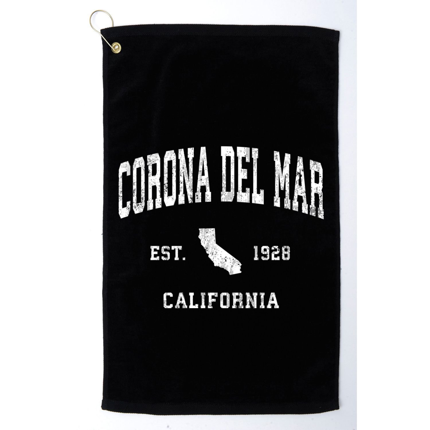 Corona Del Mar California Ca Vintage Established Athletic Golf Towel