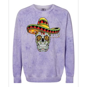 Cinco De Mayo Fiesta Skull Colorblast Crewneck Sweatshirt