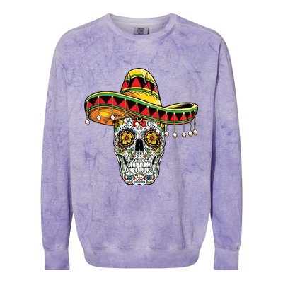 Cinco De Mayo Fiesta Skull Colorblast Crewneck Sweatshirt