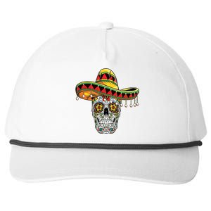 Cinco De Mayo Fiesta Skull Snapback Five-Panel Rope Hat