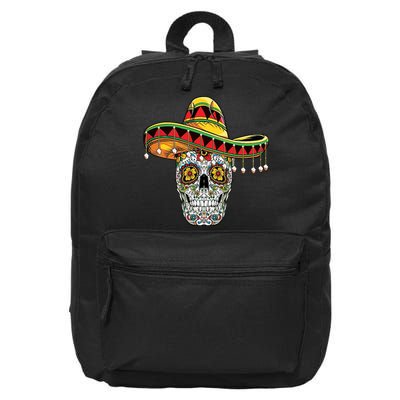 Cinco De Mayo Fiesta Skull 16 in Basic Backpack
