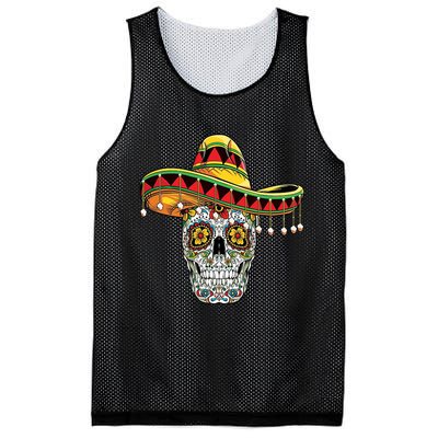 Cinco De Mayo Fiesta Skull Mesh Reversible Basketball Jersey Tank