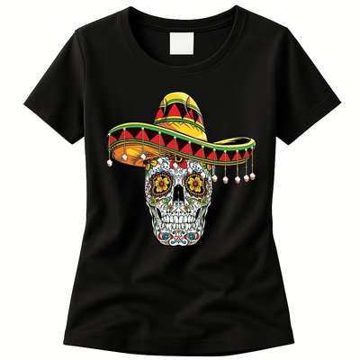 Cinco De Mayo Fiesta Skull Womens T-Shirt