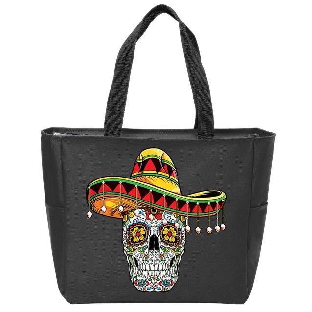 Cinco De Mayo Fiesta Skull Zip Tote Bag