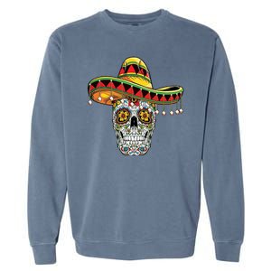 Cinco De Mayo Fiesta Skull Garment-Dyed Sweatshirt