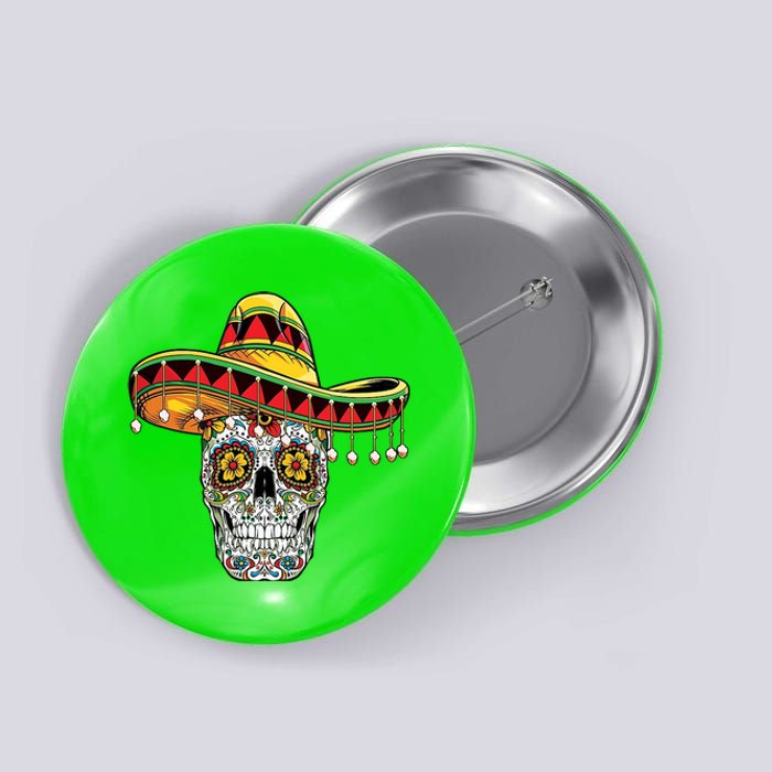 Cinco De Mayo Fiesta Skull Button