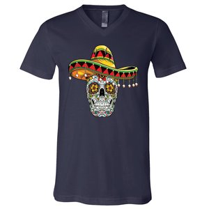 Cinco De Mayo Fiesta Skull V-Neck T-Shirt