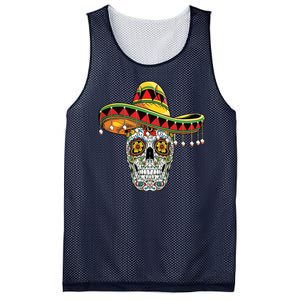 Cinco De Mayo Fiesta Skull Mesh Reversible Basketball Jersey Tank