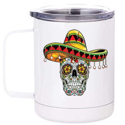 Cinco De Mayo Fiesta Skull 12 oz Stainless Steel Tumbler Cup