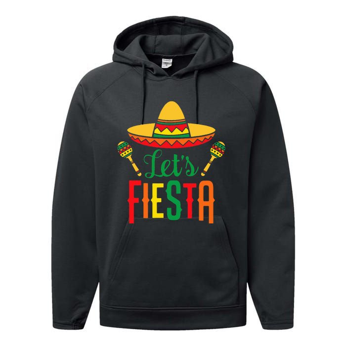 Cinco De Mayo Let's Fiesta Cactus Sombrero Hat Funny Gift Performance Fleece Hoodie