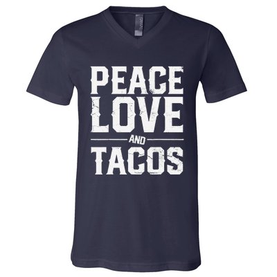 Cinco De Mayo Peace Love And Tacos Mexican Gift V-Neck T-Shirt