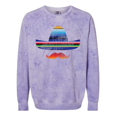 Cinco De Mayo Serape Blanket Inspired Sombrero Mustache Colorblast Crewneck Sweatshirt