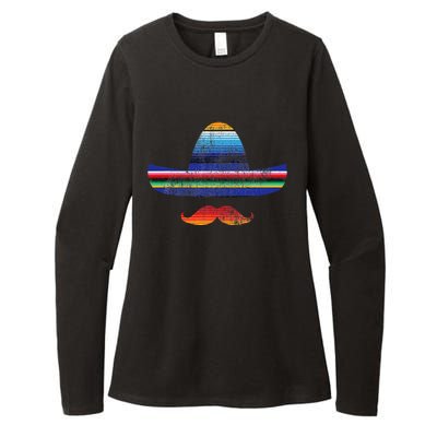 Cinco De Mayo Serape Blanket Inspired Sombrero Mustache Womens CVC Long Sleeve Shirt