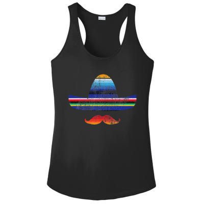 Cinco De Mayo Serape Blanket Inspired Sombrero Mustache Ladies PosiCharge Competitor Racerback Tank