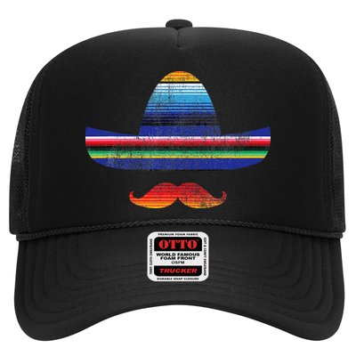 Cinco De Mayo Serape Blanket Inspired Sombrero Mustache Trucker Hat