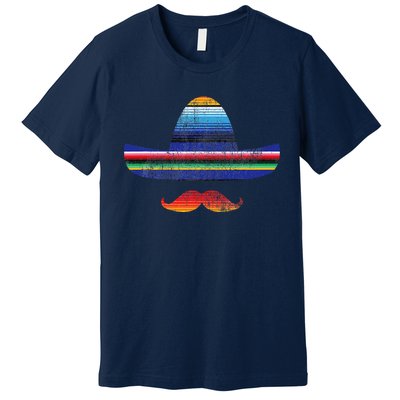 Cinco De Mayo Serape Blanket Inspired Sombrero Mustache Premium T-Shirt