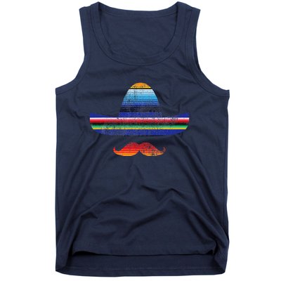 Cinco De Mayo Serape Blanket Inspired Sombrero Mustache Tank Top