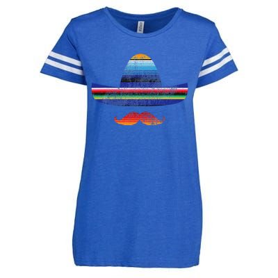 Cinco De Mayo Serape Blanket Inspired Sombrero Mustache Enza Ladies Jersey Football T-Shirt