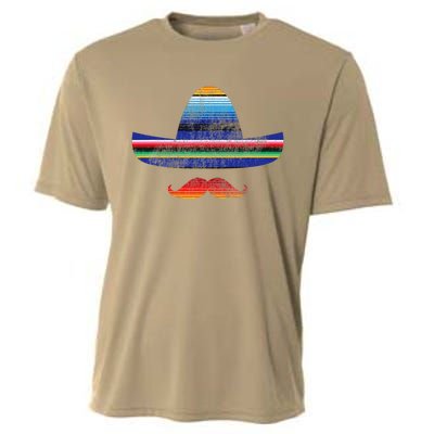 Cinco De Mayo Serape Blanket Inspired Sombrero Mustache Cooling Performance Crew T-Shirt