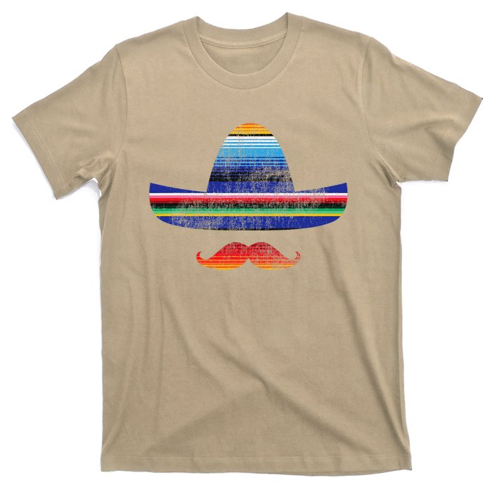 Cinco De Mayo Serape Blanket Inspired Sombrero Mustache T-Shirt