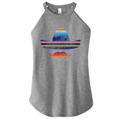 Cinco De Mayo Serape Blanket Inspired Sombrero Mustache Women's Perfect Tri Rocker Tank