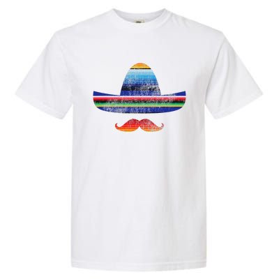 Cinco De Mayo Serape Blanket Inspired Sombrero Mustache Garment-Dyed Heavyweight T-Shirt