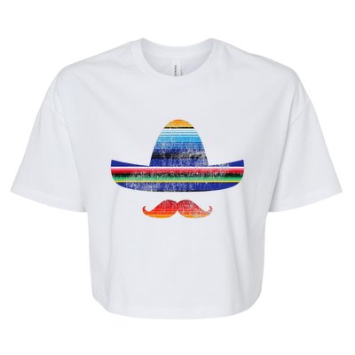 Cinco De Mayo Serape Blanket Inspired Sombrero Mustache Bella+Canvas Jersey Crop Tee