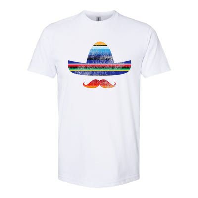 Cinco De Mayo Serape Blanket Inspired Sombrero Mustache Softstyle CVC T-Shirt