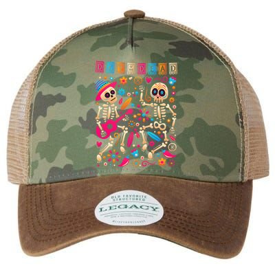 Colorful Dancing Mexican Skeletons Cute Day Of The Dead Legacy Tie Dye Trucker Hat