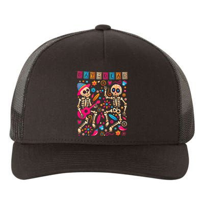 Colorful Dancing Mexican Skeletons Cute Day Of The Dead Yupoong Adult 5-Panel Trucker Hat