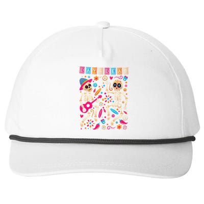 Colorful Dancing Mexican Skeletons Cute Day Of The Dead Snapback Five-Panel Rope Hat