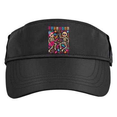 Colorful Dancing Mexican Skeletons Cute Day Of The Dead Adult Drive Performance Visor