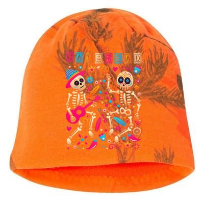 Colorful Dancing Mexican Skeletons Cute Day Of The Dead Kati - Camo Knit Beanie