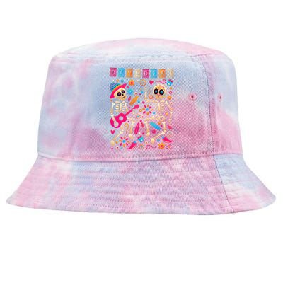 Colorful Dancing Mexican Skeletons Cute Day Of The Dead Tie-Dyed Bucket Hat