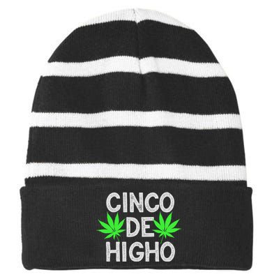 Cinco De Mayo Weed Funny Party 420 Gifts Striped Beanie with Solid Band